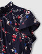 Blusa azul marino mini me estampado floral ni&ntilde;a -5