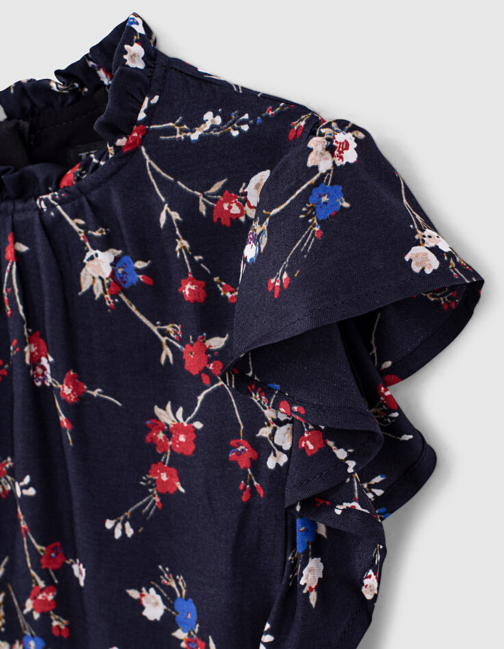 Blusa azul marino mini me estampado floral ni&ntilde;a -5