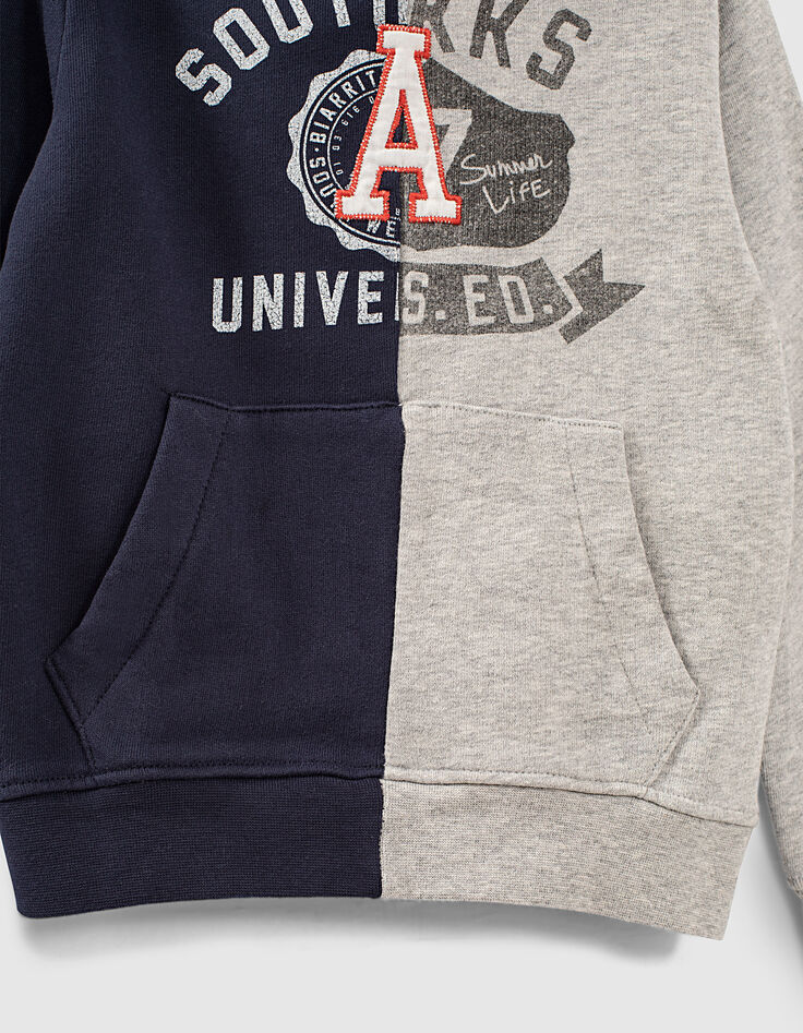 Sweater navy en blauw Collegestijl met kap jongens -4 Sweater navy en blauw Collegestijl met kap jongens -4