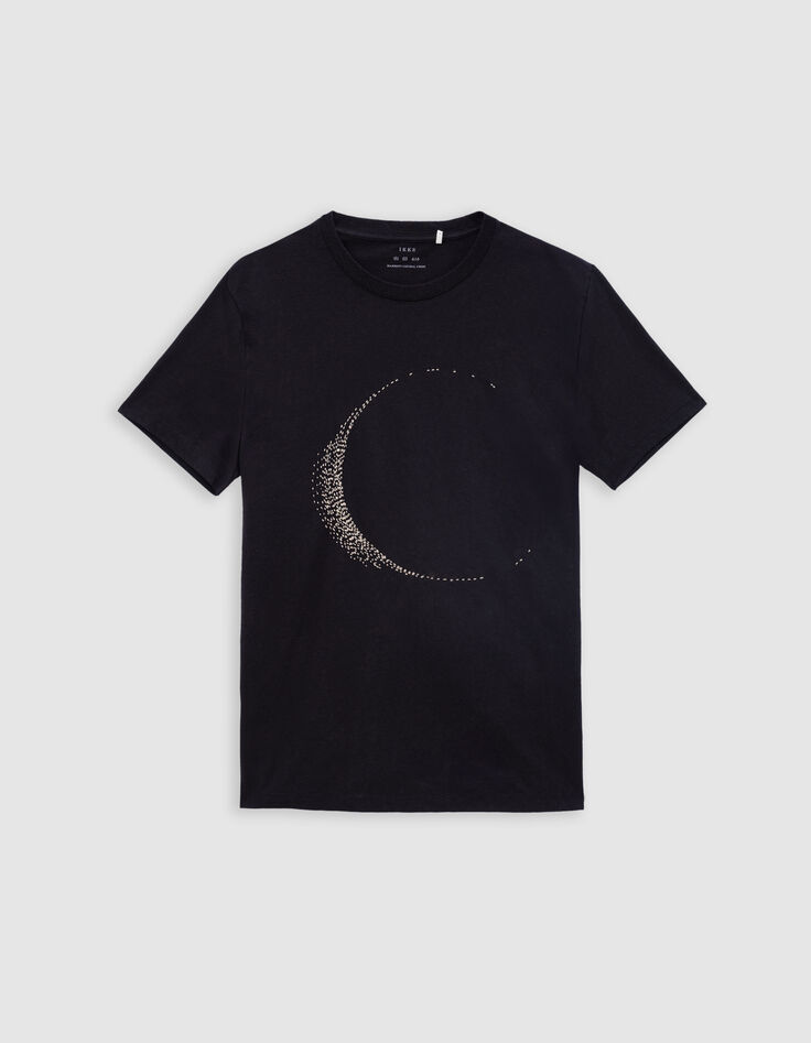 Black T-shirt with moon embroidery-6