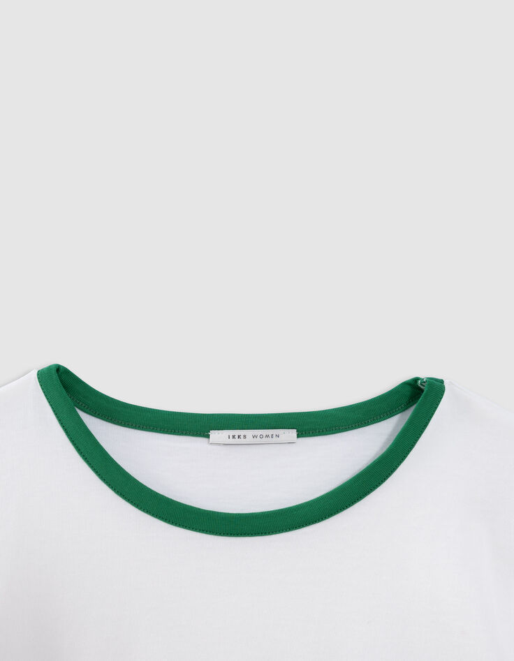 Wit T-shirt groene ribboorden met tekst-3