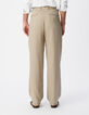 Men's dark beige linen blend suit pants-3