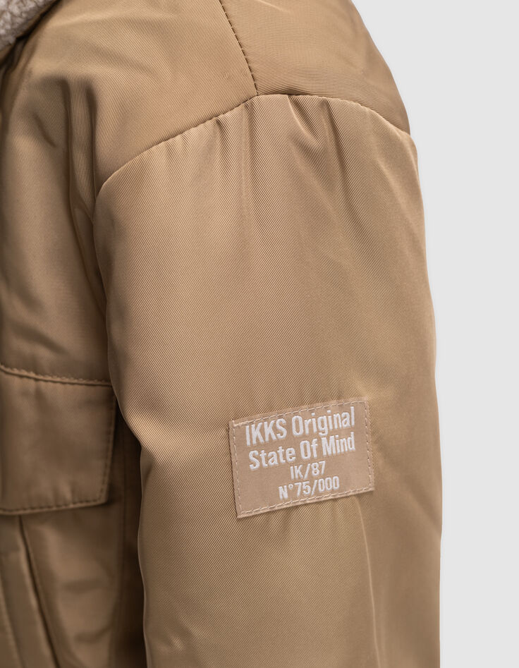 Bomber camel cuello piel capucha extraíble niño-7