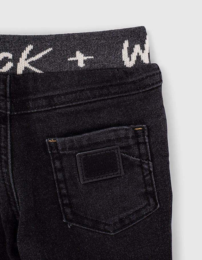 Baby boys’ black worn-out look ribbed waistband jeans - IKKS