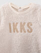 Baby girls’ ecru Sherpa sweater dress with lettering-2