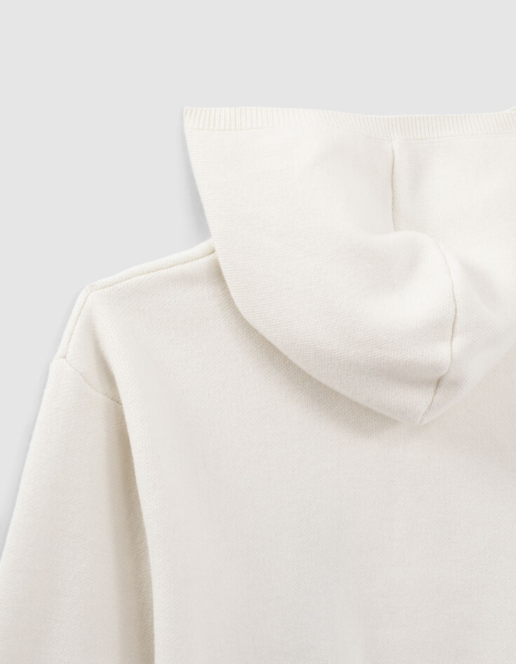 Pull &eacute;cru &agrave; capuche en tricot fille-5
