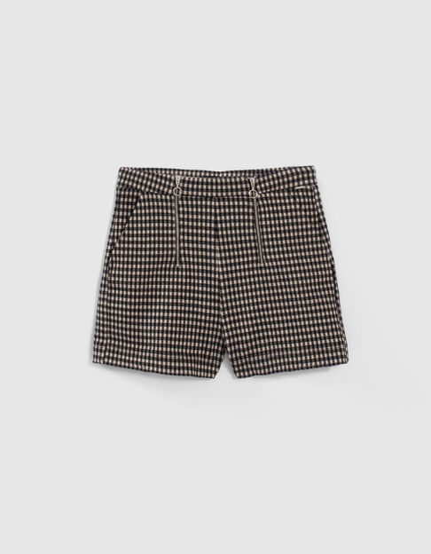 Shorts negros pata de gallo beige niña