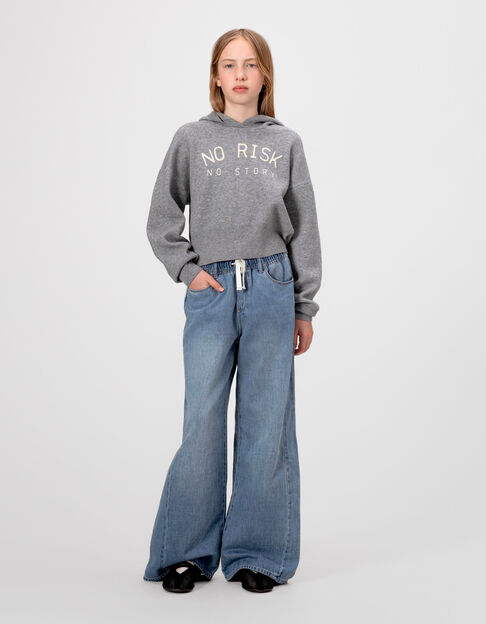 Girls’ blue wide-leg jeans with elasticated waist - IKKS