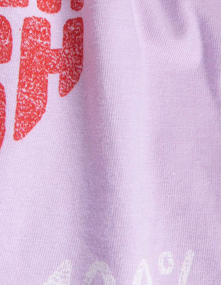 Lila Mädchen-T-Shirt mit Erdbeerprint und Schriftzug-7