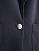 Veste tailleur marine rayures col et manches femme-5