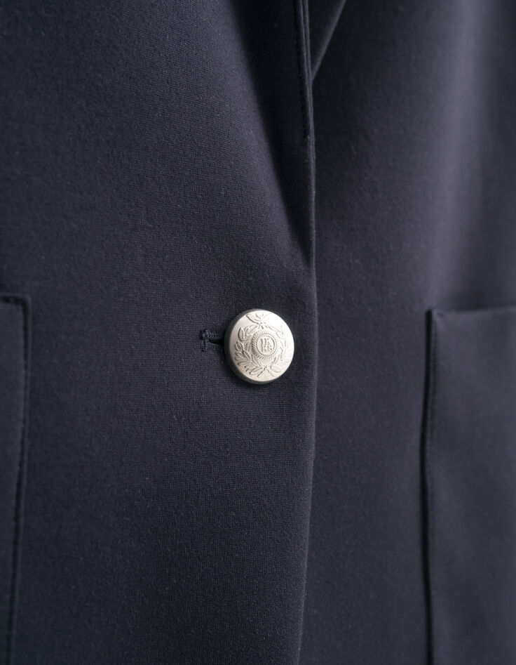 Veste tailleur marine rayures col et manches femme-5