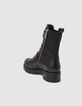 Women's black leather 3 buckle rangers boots-3