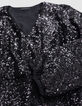 Women's black sequin-embroidered wrap dress-6