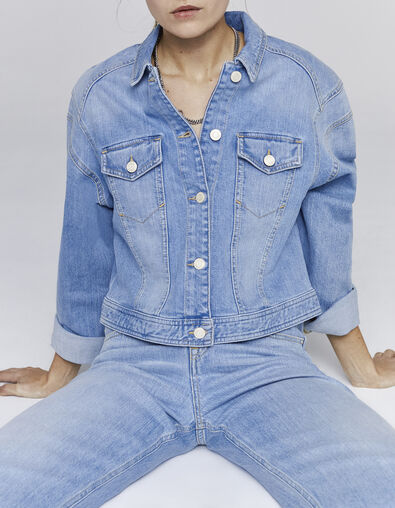 Oversized jeansjasje detail epauletten en zakken dames - IKKS