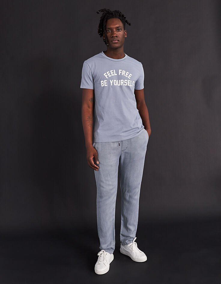 Tee-shirt bleu grisé bio à message Homme-5 Tee-shirt bleu grisé bio à message Homme-5