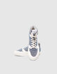 Sneakers montantes bleu effet denim en toile Femme-6