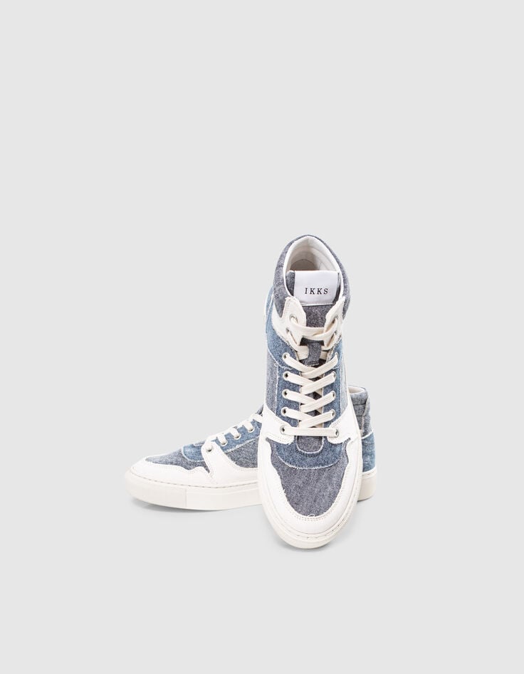 Sneakers montantes bleu effet denim en toile Femme-6