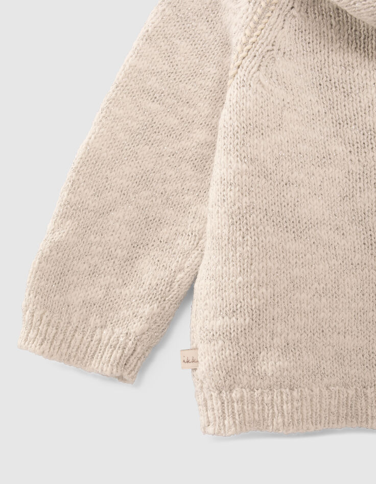 Cardigan blanc cassé tricot pailleté bébé fille-3