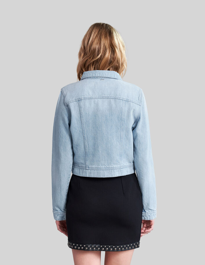 Women’s light blue organic cotton denim jacket - IKKS