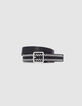 Women's black leather studded belt-1