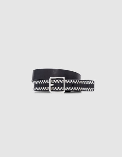 Women's black leather studded belt - IKKS