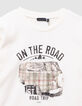 Boys’ white organic cotton T-shirt with printed van image-2