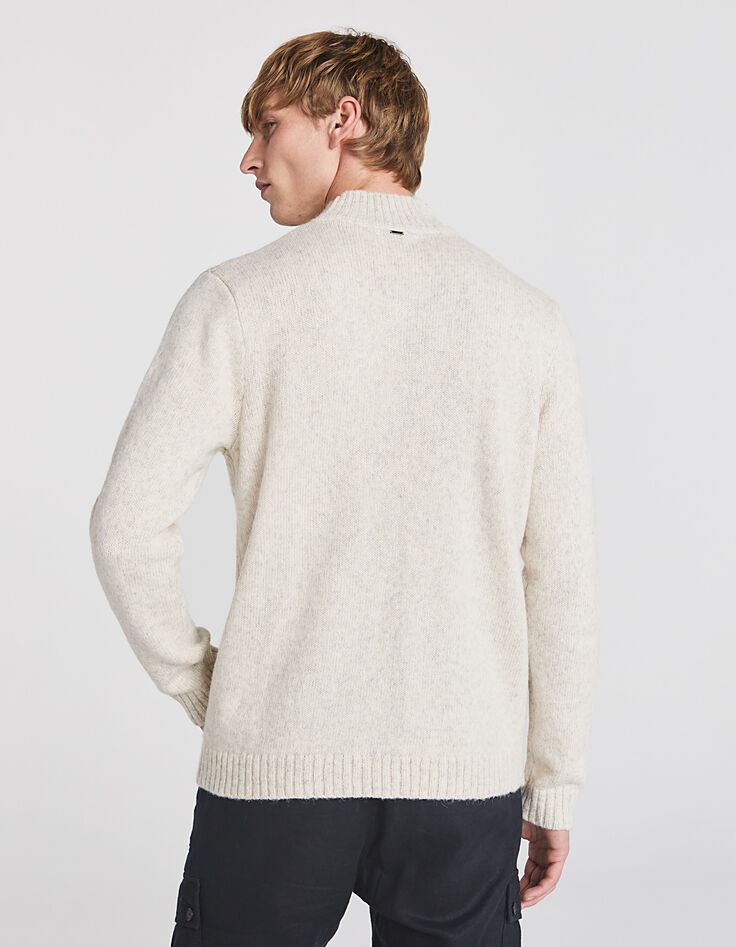 Men’s ivory textured knit high neck sweater-5 Men’s ivory textured knit high neck sweater-5