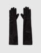 Lange zwarte leren handschoenen Dames-1