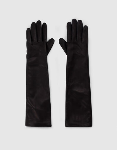 Lange zwarte leren handschoenen Dames - IKKS