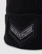 Schwarze Damenstrickm&uuml;tze mit gesticktem Chevron-Muster-4