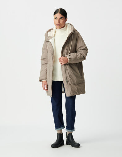 Plumas beige capucha forrado mujer - IKKS