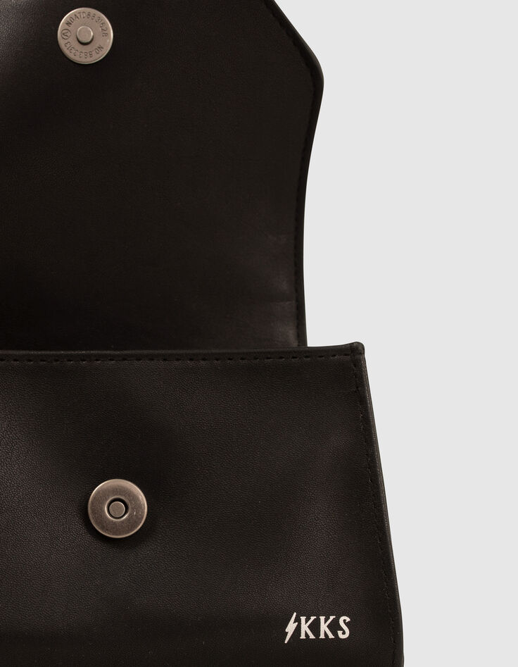 Schwarze M&auml;dchen-Minihandtasche mit silberfarbenen Sternen-5