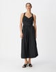 Robe chic &agrave; bretelles noire en taffetas Femme-1