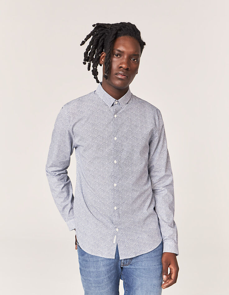 Camisa SLIM índigo mini-anclas Hombre-1