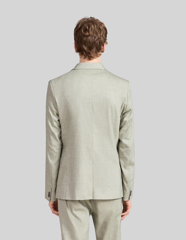 Veste de costume pistache lin m&eacute;lang&eacute; Homme-4