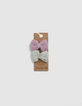 Girls&rsquo; violet and aqua green bow snap hair clips-4