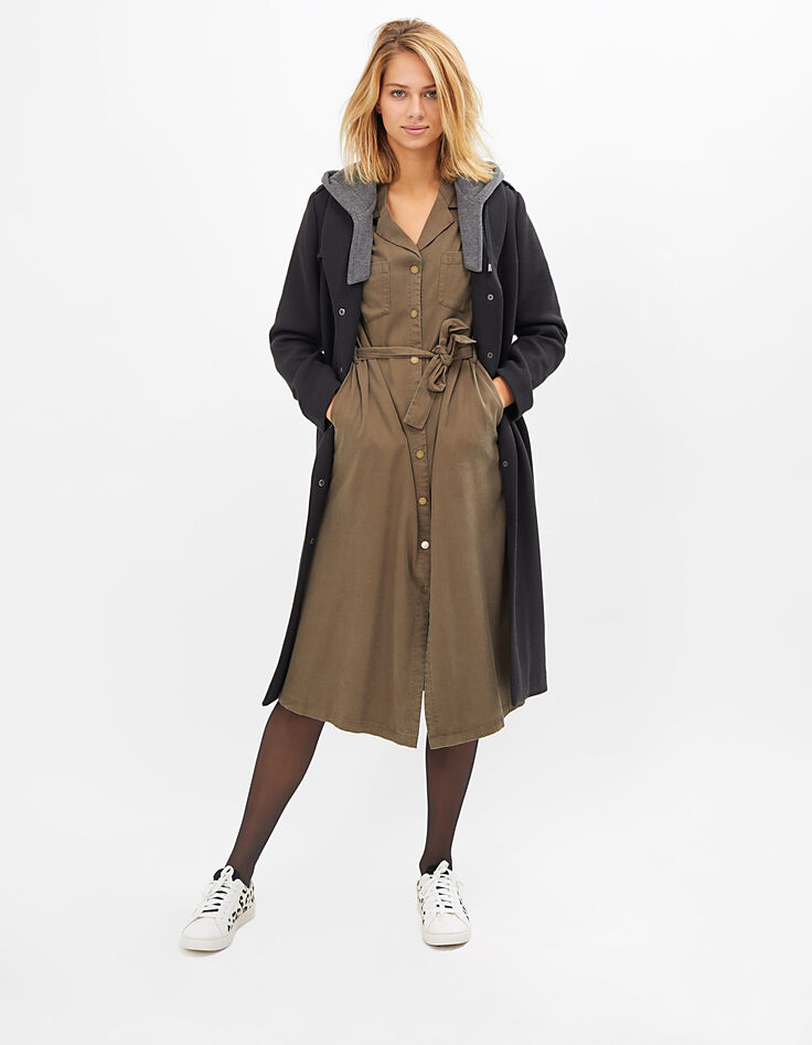 I.Code khaki mid-length safari dress-6