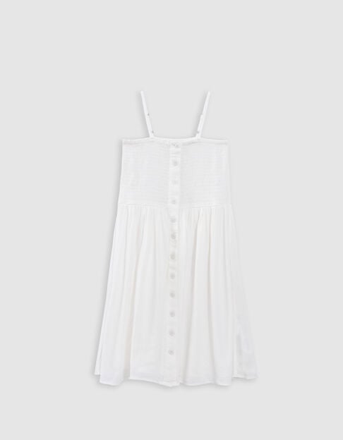 Fine beige strapless smocked dress for girl - IKKS