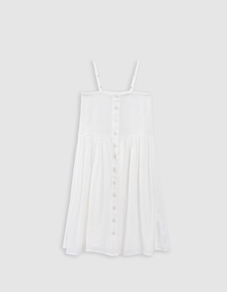Robe fines bretelles beige à smocks fille-4