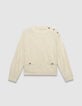 Women’s beige lurex tweed sweatshirt, buttoned shoulders-5 Women’s beige lurex tweed sweatshirt, buttoned shoulders-5