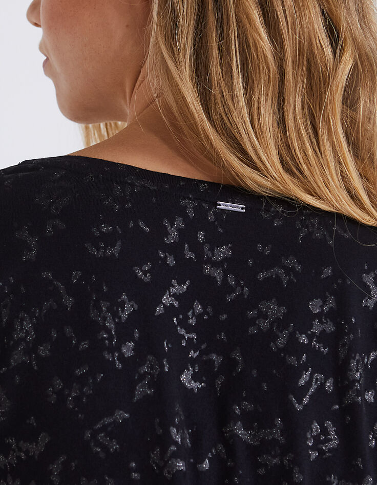 Zwart T-shirt metallic dierenprint dames-4