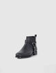 Schwarze Chelsea-Damengummistiefel mit Biker-Schnalle-6