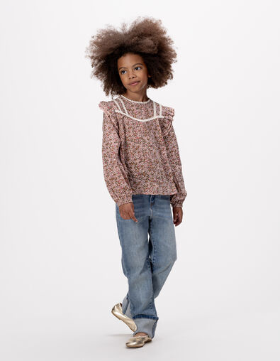 Blouse rose imprimé fleurs d'automne fille - IKKS