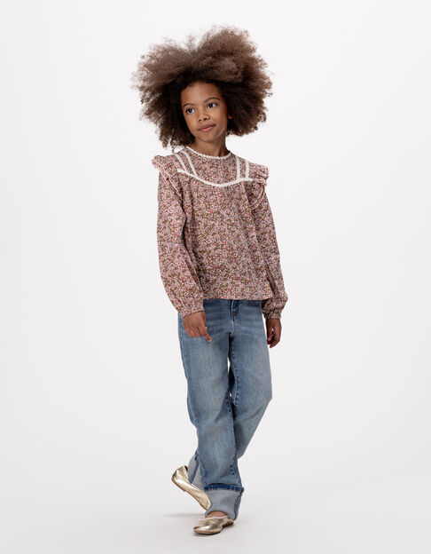 Blouse rose imprimé fleurs d'automne fille - IKKS