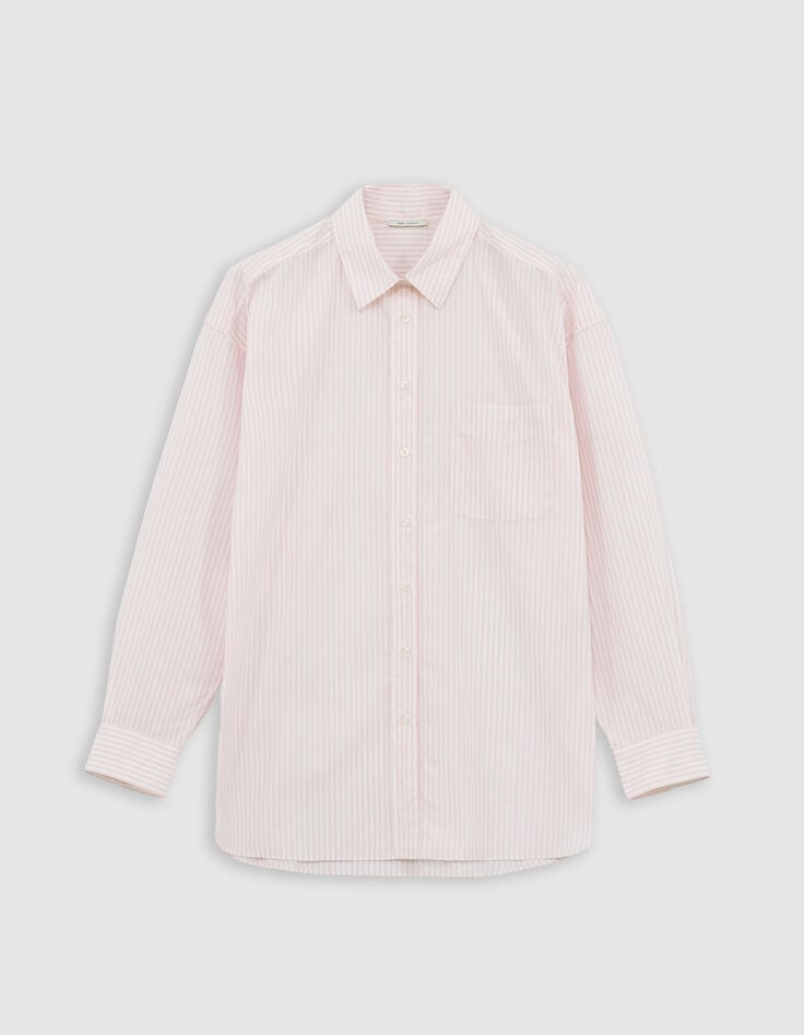 Women's oversize organic cotton pink striped shirt-6