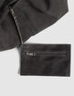 Sac Hobo gris cuir velours souple Femme-4