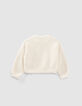 Sweat &eacute;cru esprit doudou &agrave; &eacute;toile patch&eacute;e fille-3
