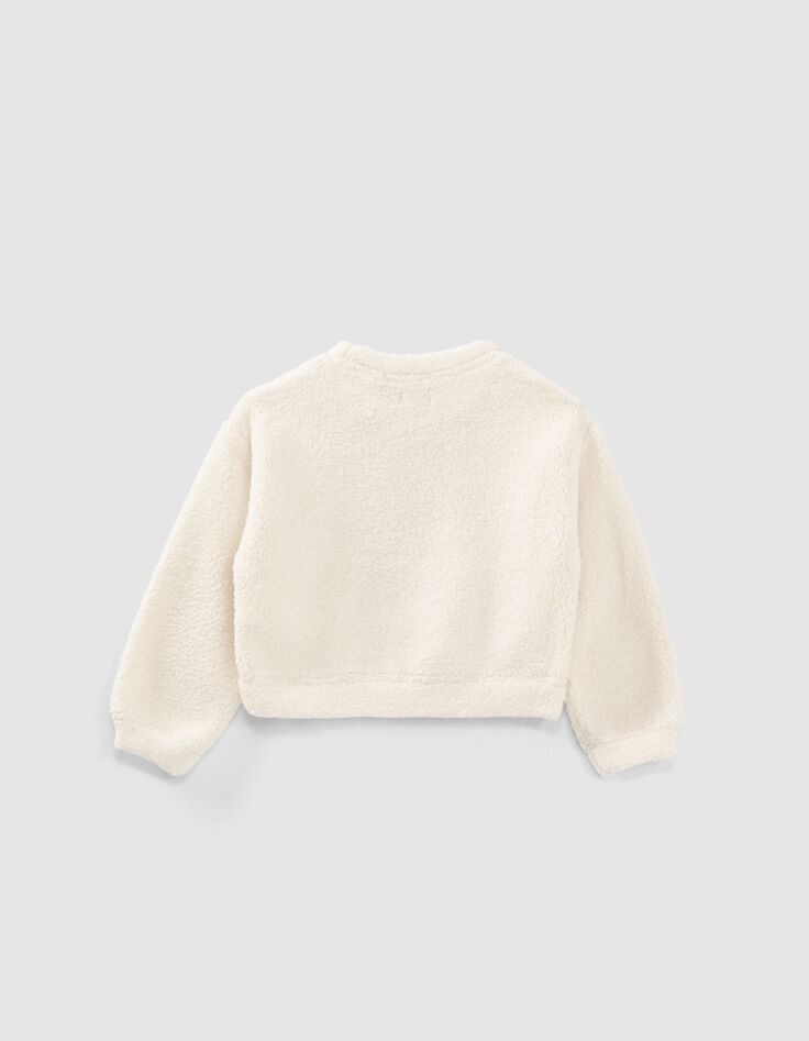 Sweat &eacute;cru esprit doudou &agrave; &eacute;toile patch&eacute;e fille-3