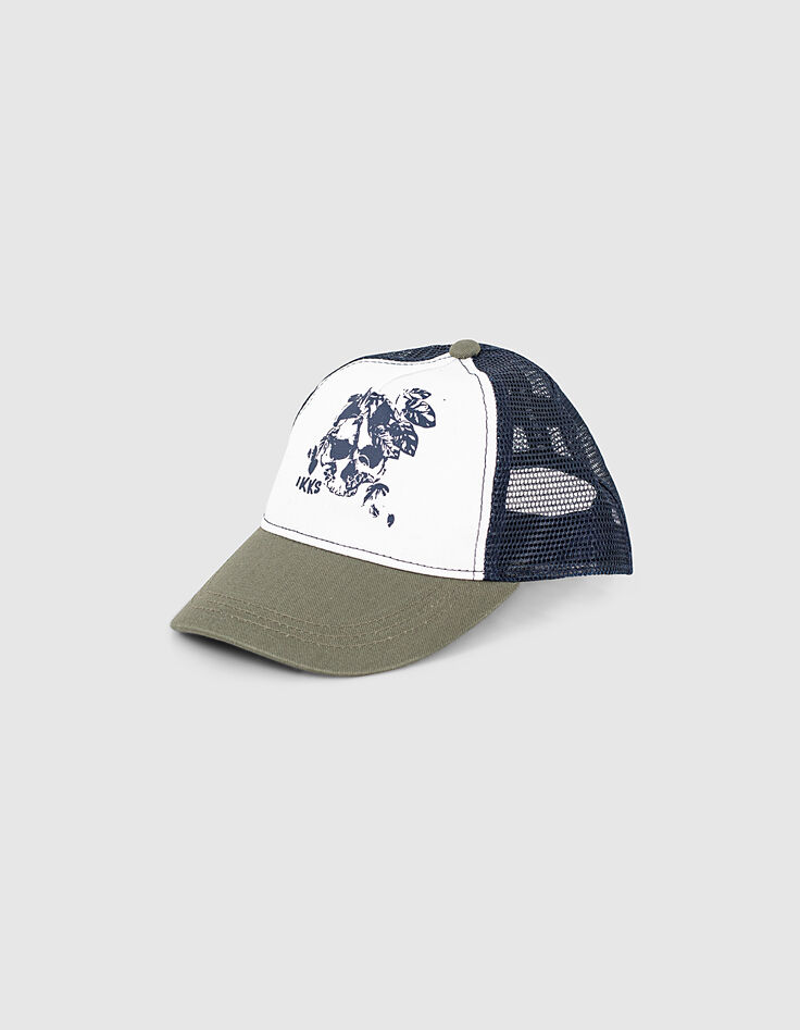 Casquette kaki foncé, blanc et navy à tête de mort garçon -1