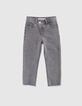 Graue SLIM-Mädchenjeans mit asymmetrischem Reißverschluss-1